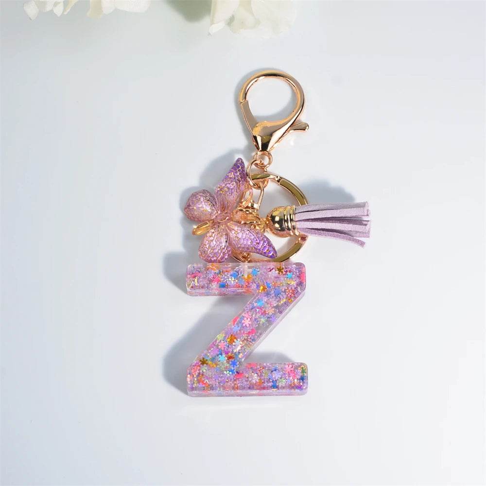 A–Z Personalized Butterfly Tassel Keychain