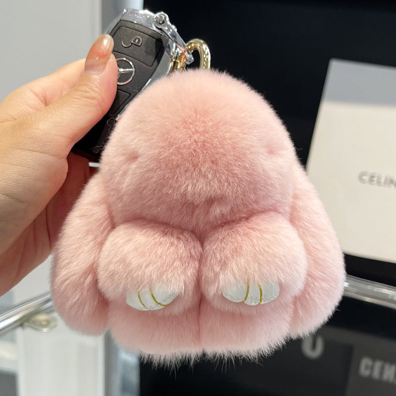 Rex Rabbit Fur Doll Bunny Keychain Pendant Mini Bag Plush