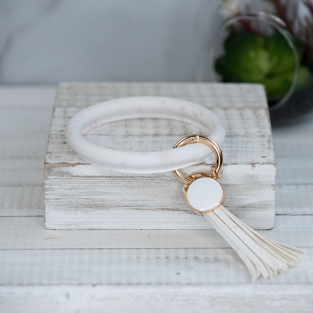 Hannah Hands Free Bangle Keychain-Pink Marble