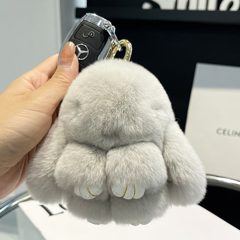 Rex Rabbit Fur Doll Bunny Keychain Pendant Mini Bag Plush
