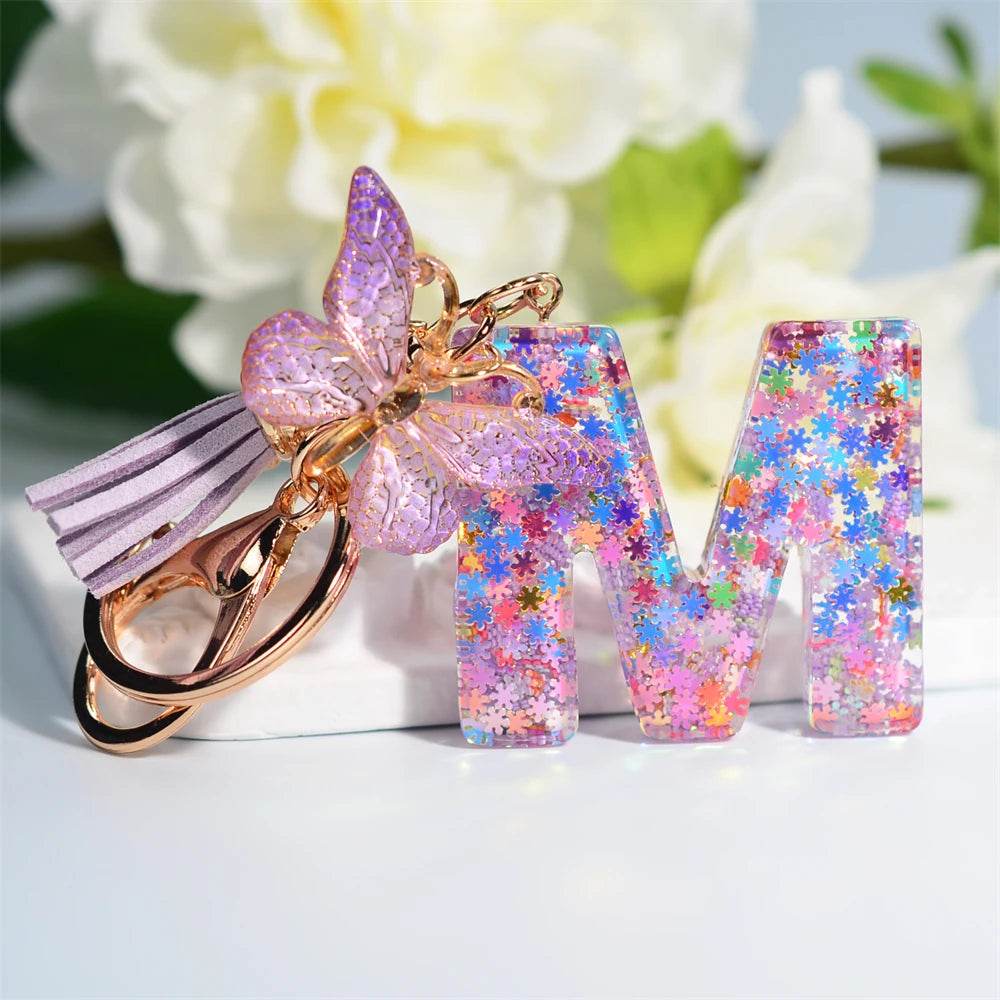 A–Z Personalized Butterfly Tassel Keychain