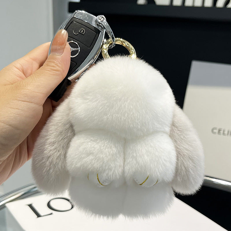 Rex Rabbit Fur Doll Bunny Keychain Pendant Mini Bag Plush