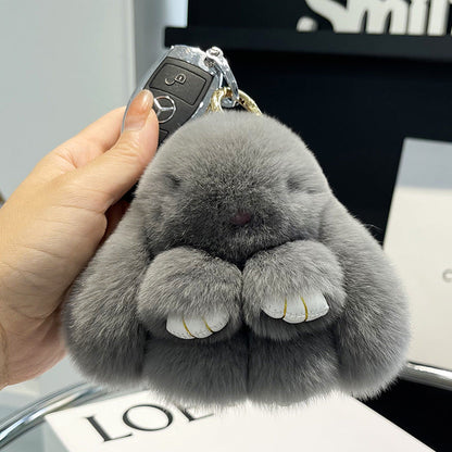 Rex Rabbit Fur Doll Bunny Keychain Pendant Mini Bag Plush