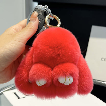 Rex Rabbit Fur Doll Bunny Keychain Pendant Mini Bag Plush