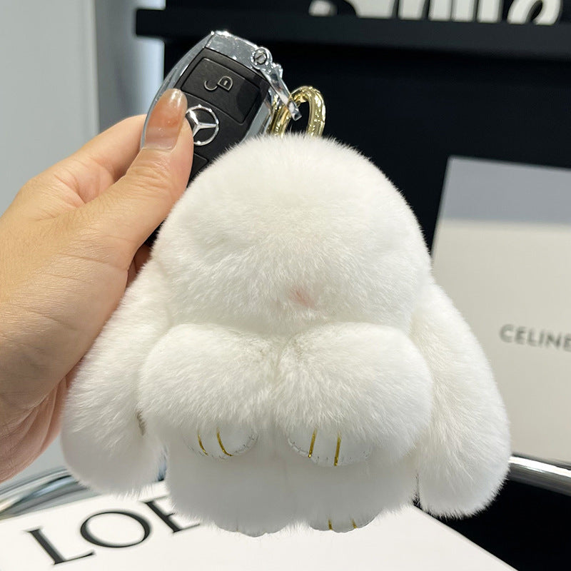 Rex Rabbit Fur Doll Bunny Keychain Pendant Mini Bag Plush