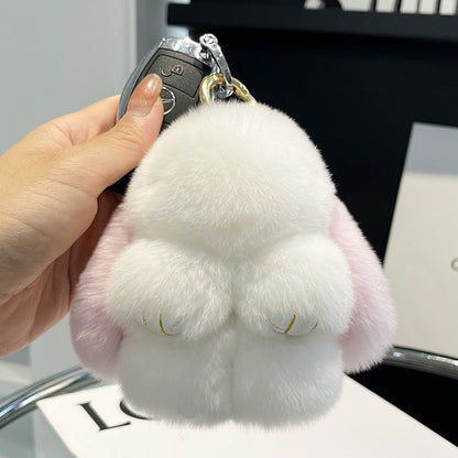 Rex Rabbit Fur Doll Bunny Keychain Pendant Mini Bag Plush