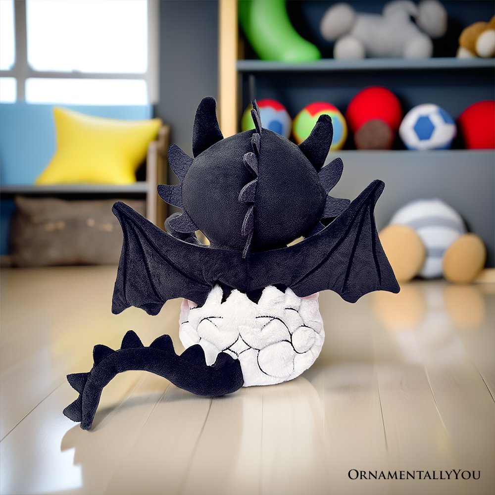 Drogo the Dino in an Egg Plushie – 12" Black & Red Dinosaur Plush