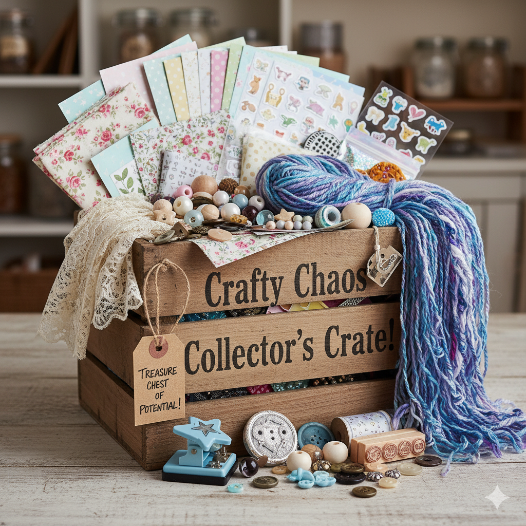 The Crafty Chaos Collector's Crate! ✨ A Mystery Box of Creative Wonders & Supplies!