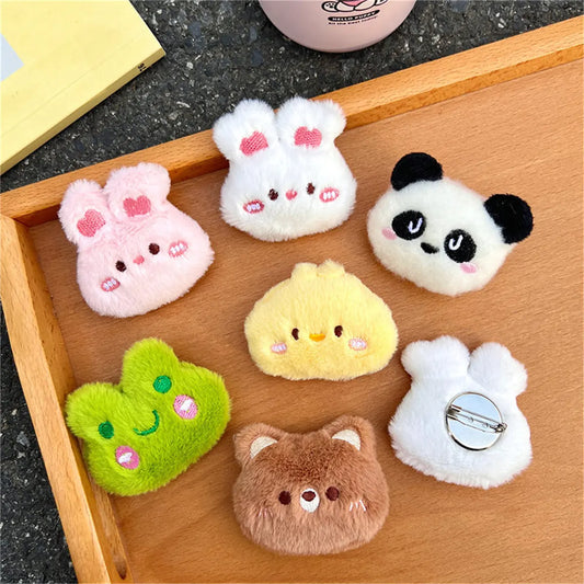 Cute Plush Animal Badge Pins