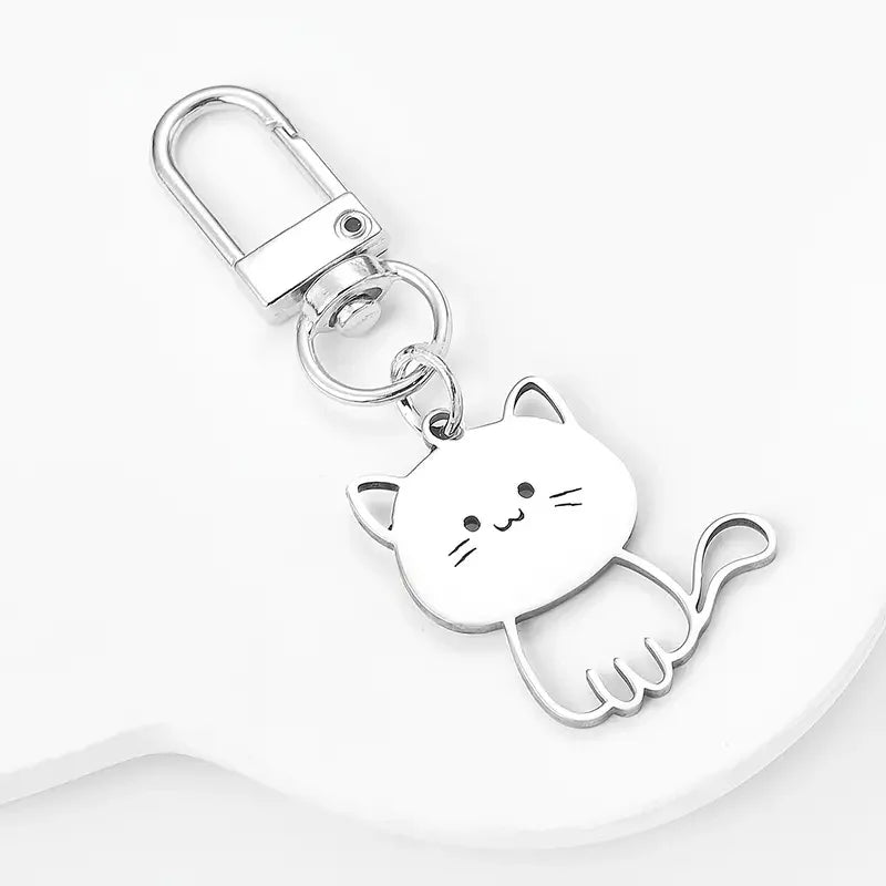 Silvery Cat Kawaii Keychain