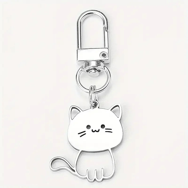 Silvery Cat Kawaii Keychain