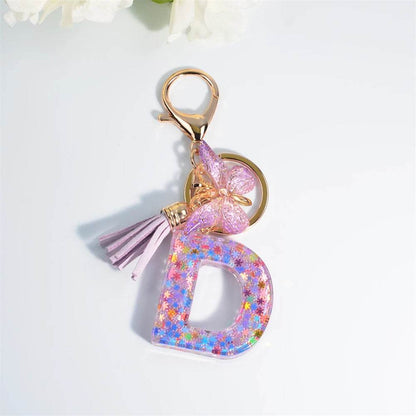 A–Z Personalized Butterfly Tassel Keychain