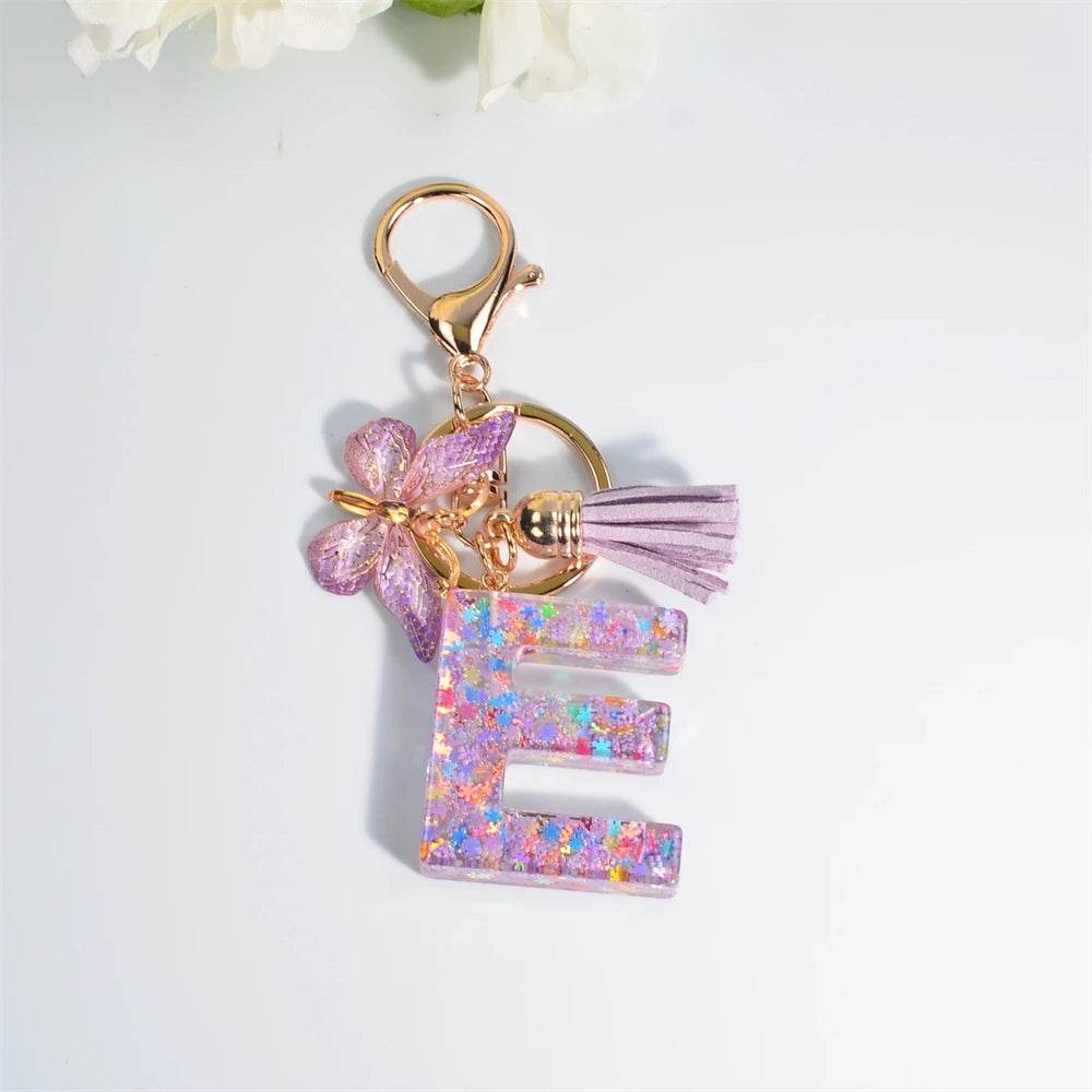 A–Z Personalized Butterfly Tassel Keychain