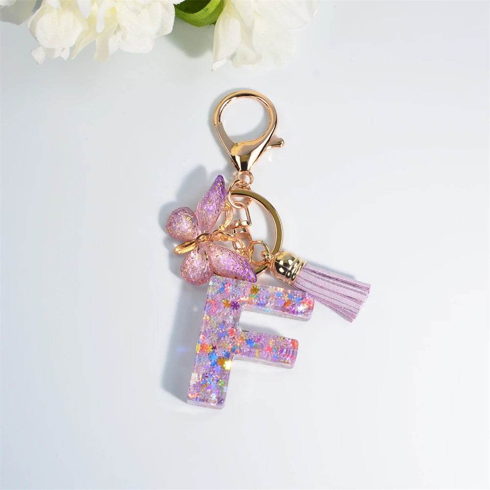 A–Z Personalized Butterfly Tassel Keychain