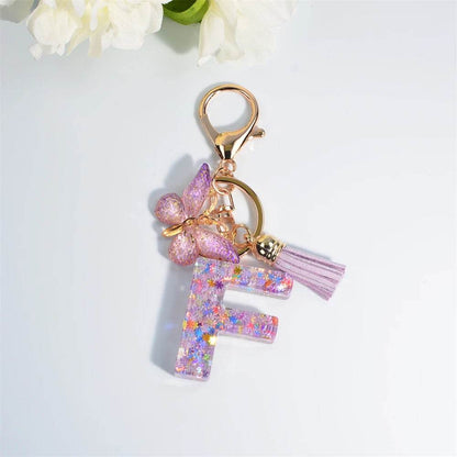 A–Z Personalized Butterfly Tassel Keychain