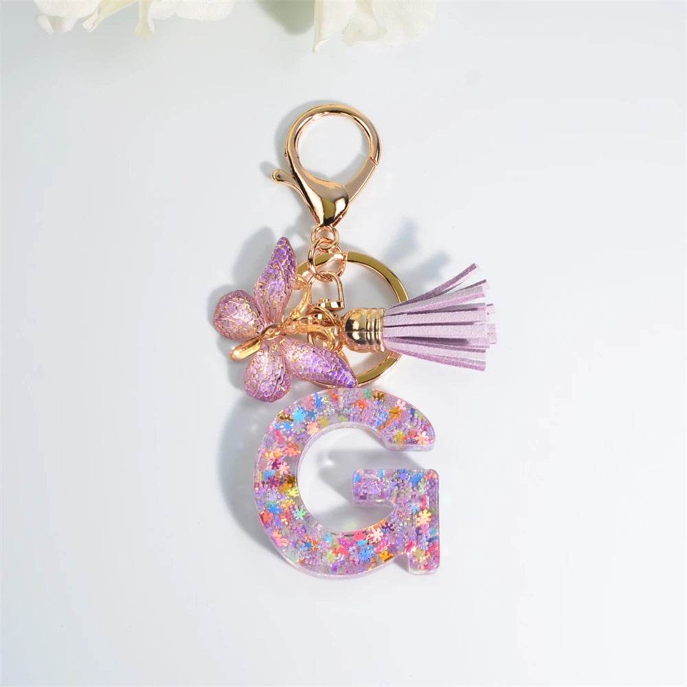 A–Z Personalized Butterfly Tassel Keychain