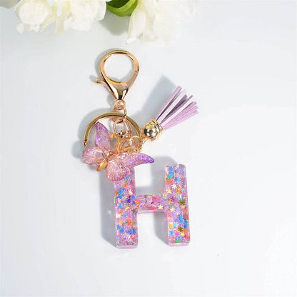 A–Z Personalized Butterfly Tassel Keychain