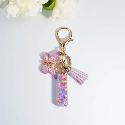 A–Z Personalized Butterfly Tassel Keychain