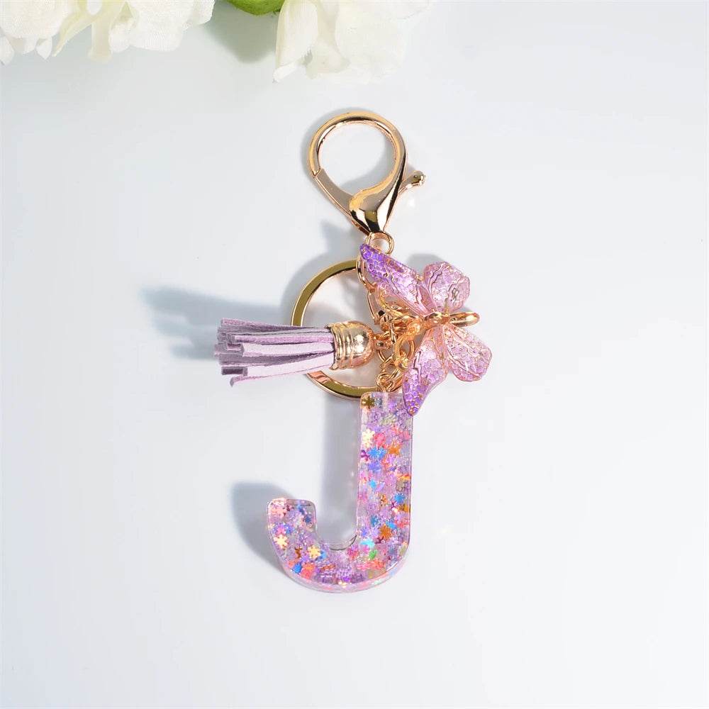 A–Z Personalized Butterfly Tassel Keychain