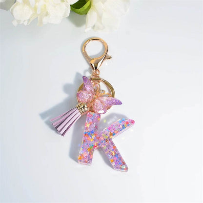 A–Z Personalized Butterfly Tassel Keychain