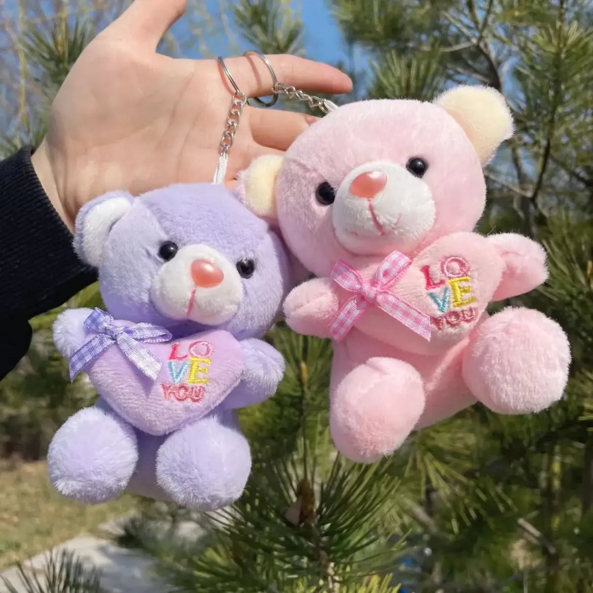 Kawaii Mini Plush Teddy Bear Keychain – Soft Stuffed Toy