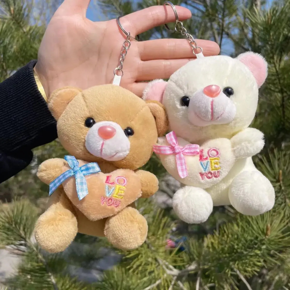 Kawaii Mini Plush Teddy Bear Keychain – Soft Stuffed Toy
