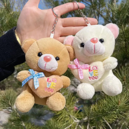 Kawaii Mini Plush Teddy Bear Keychain – Soft Stuffed Toy