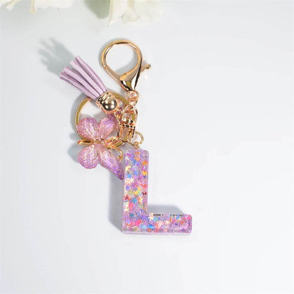 A–Z Personalized Butterfly Tassel Keychain