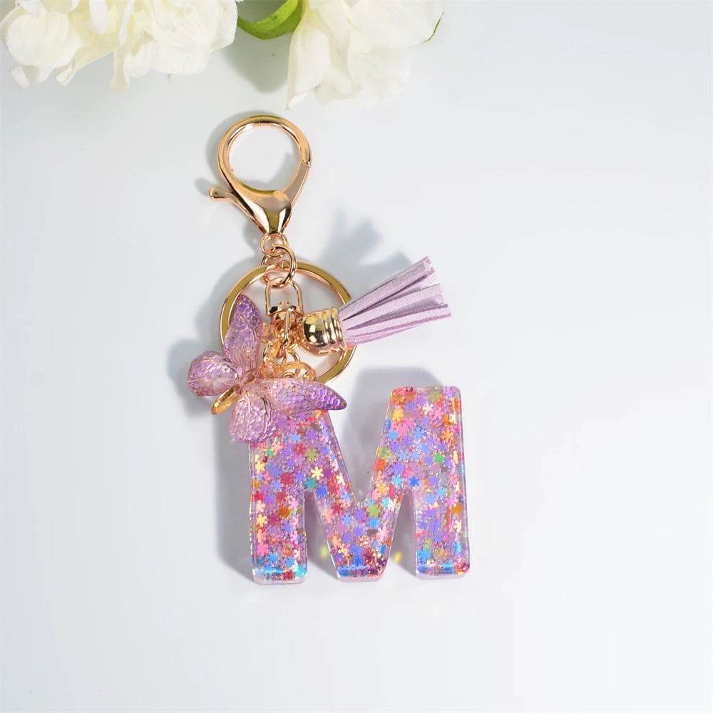 A–Z Personalized Butterfly Tassel Keychain