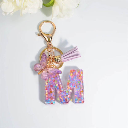 A–Z Personalized Butterfly Tassel Keychain