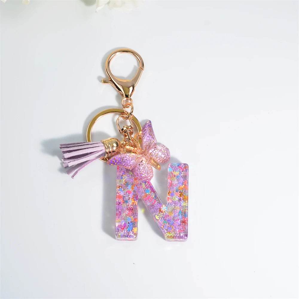 A–Z Personalized Butterfly Tassel Keychain