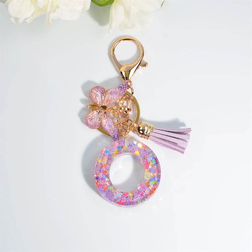 A–Z Personalized Butterfly Tassel Keychain