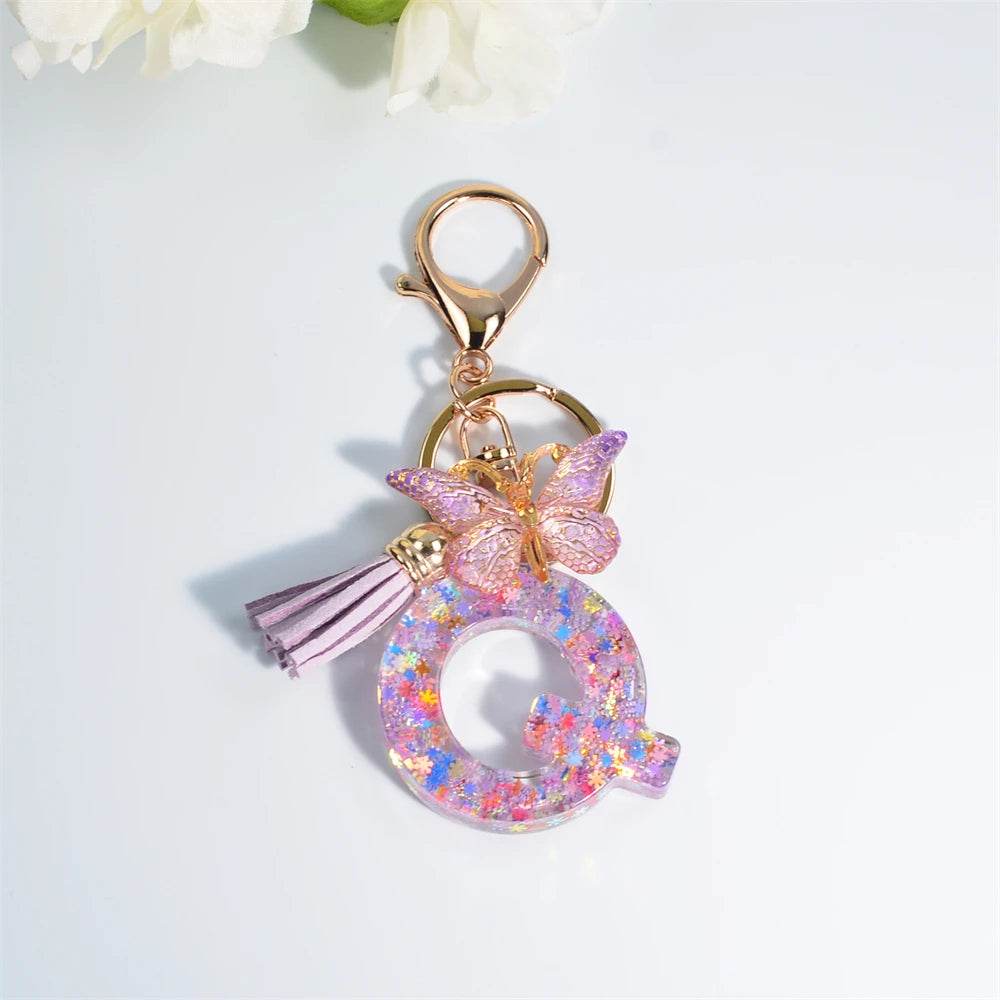 A–Z Personalized Butterfly Tassel Keychain