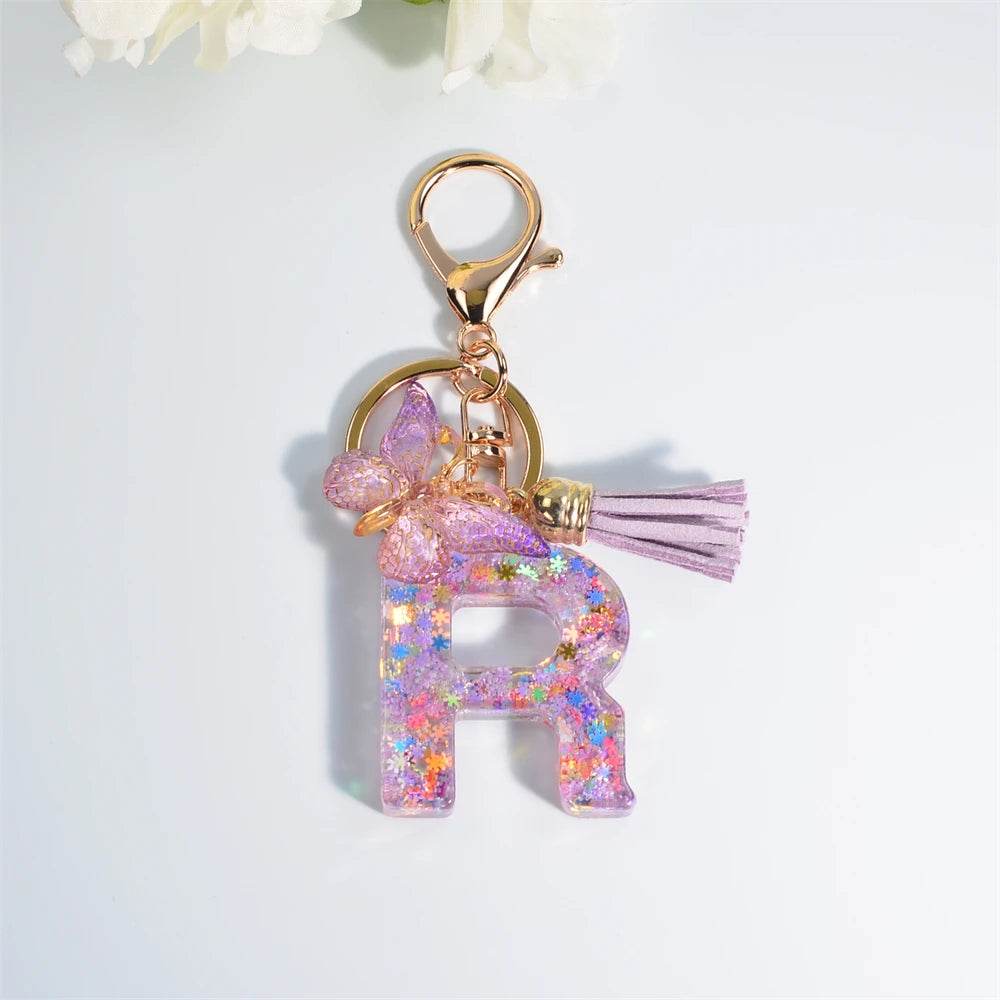 A–Z Personalized Butterfly Tassel Keychain
