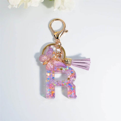 A–Z Personalized Butterfly Tassel Keychain