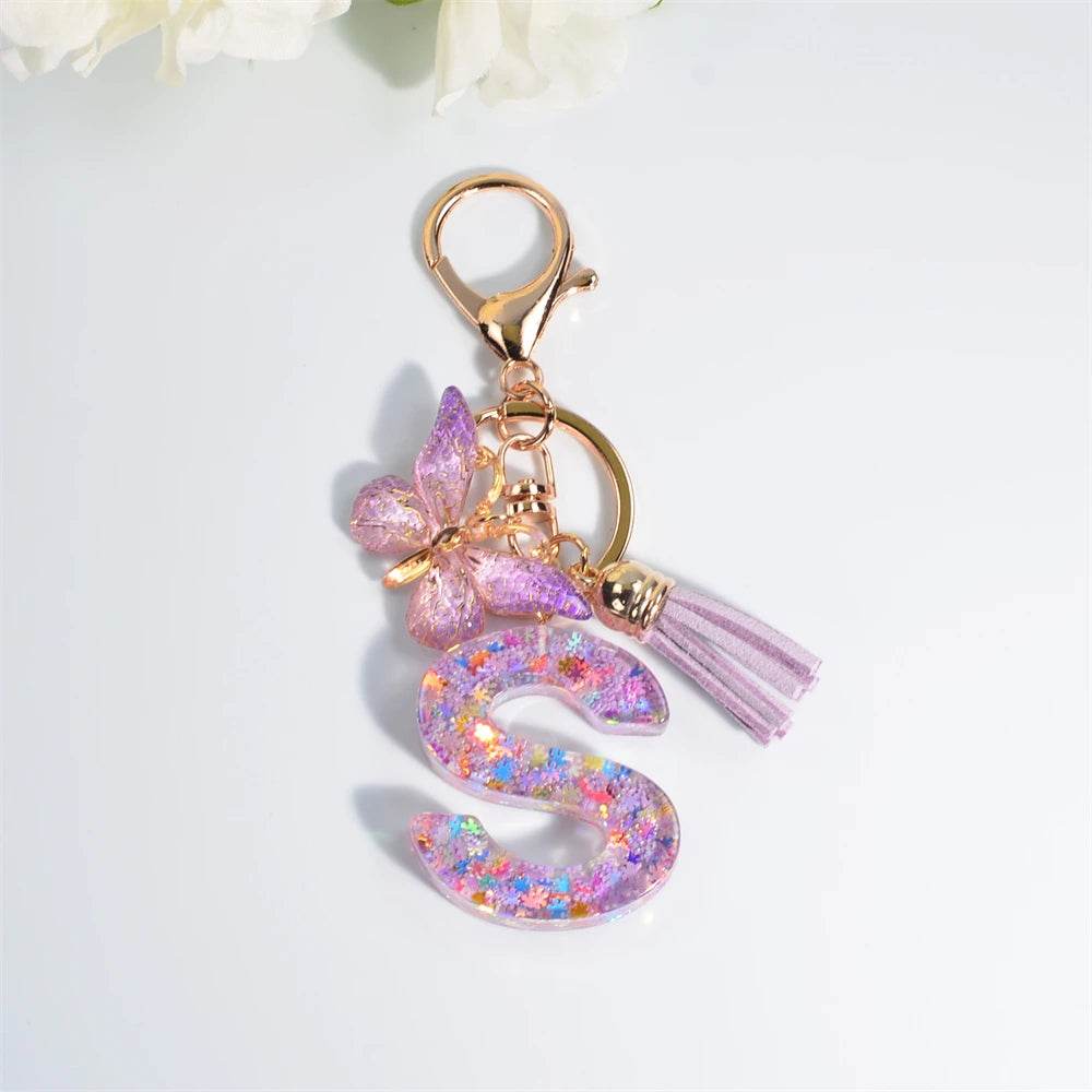 A–Z Personalized Butterfly Tassel Keychain
