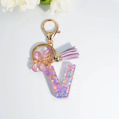 A–Z Personalized Butterfly Tassel Keychain