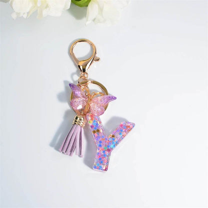 A–Z Personalized Butterfly Tassel Keychain